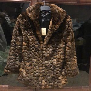 New Guess Faux Fur Soft 3/4 Sleeve Evening Jacket Coat S M